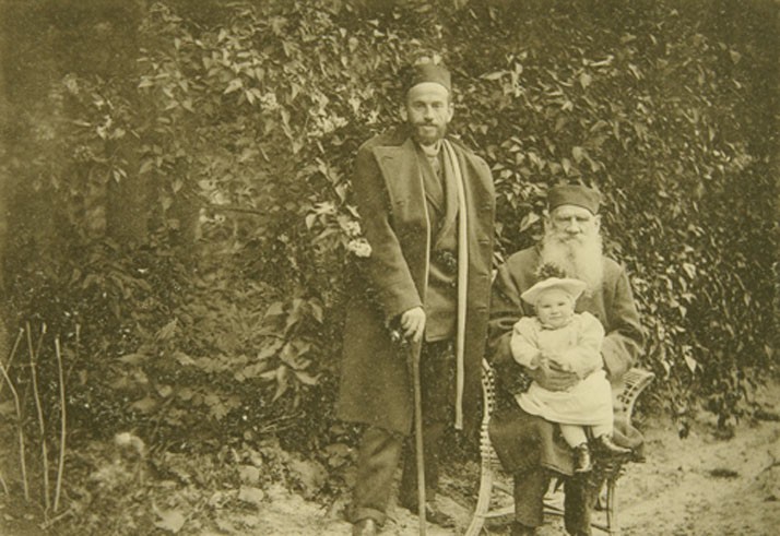 Three Lions. Leo Tolstoy with son Leo and grandson Leo from Sophia Andreevna Tolstaya