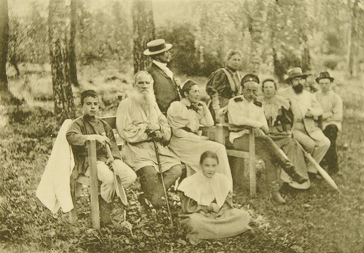 Leo Tolstoy with Guests in Yasnaya Polyana (second from right composer Sergei Taneyev) from Sophia Andreevna Tolstaya