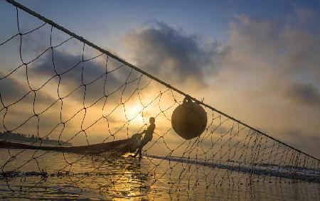 Morning with fishing net