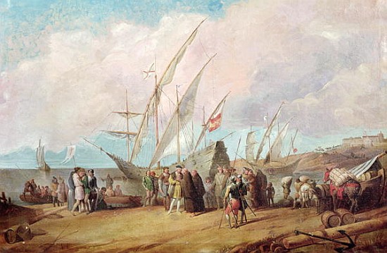 Departure of Christopher Columbus (1451-1506) from Palos from Spanish School