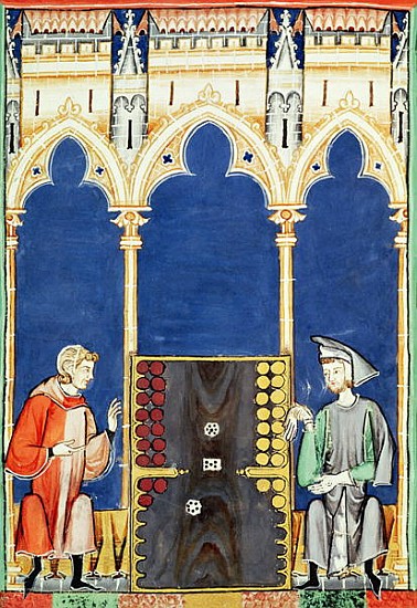Fol.85v Two Backgammon Players, from the ''Book of Games, Chess, Dice and Boards'' from Spanish School