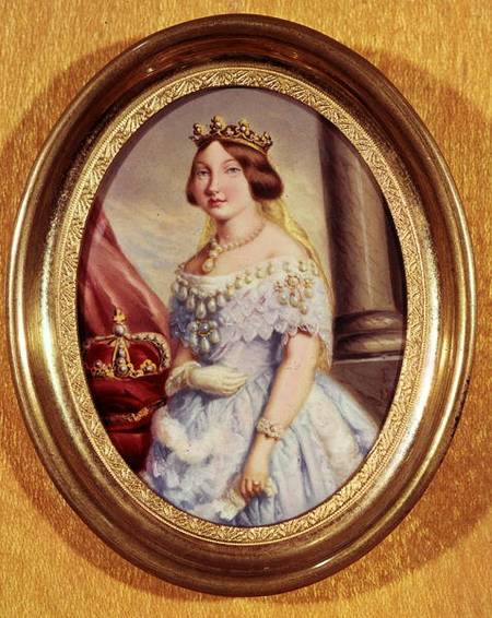 Miniature portrait of Queen Isabella II (1830-1904) from Spanish School