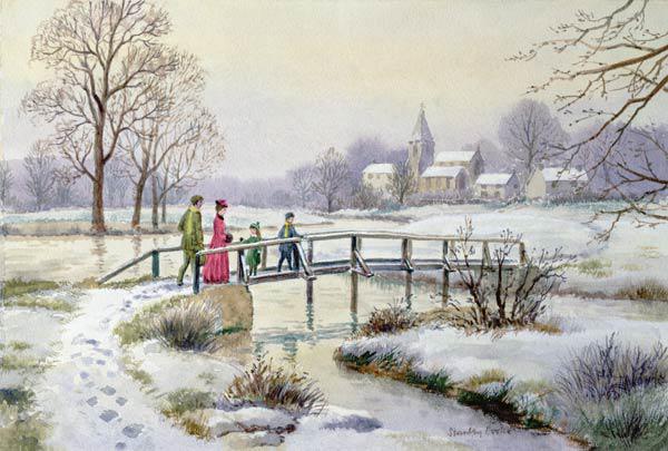 Footbridge in Winter (w/c on paper) 