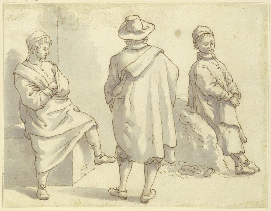 Zwei Matrosen und ein Herr in Hut und Mantel from Stefano della Bella