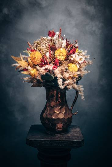 Bouquet of dried flowers Harvest colors