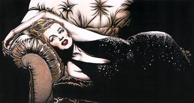 Marilyn Monroe on the sofa, colored