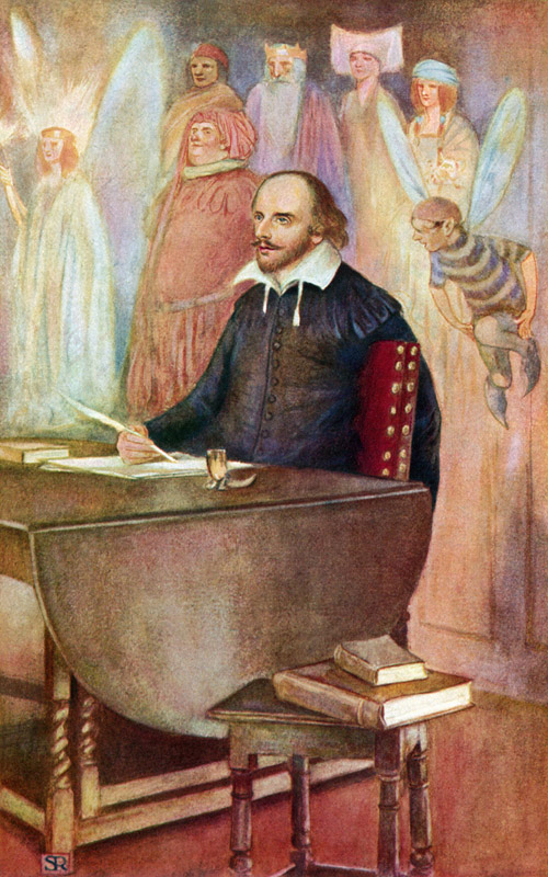 Shakespeare and some of the immortal creatures of his fancy (colour litho) from Stephen Reid