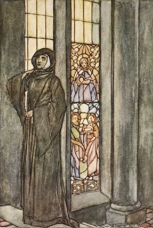 She heard her own name called again and again, illustration from The High Deeds of Finn, and other B from Stephen Reid