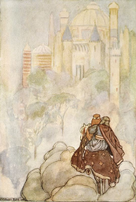 They rode up to a stately palace, illustration from The High Deeds of Finn, and other Bardic Romance from Stephen Reid