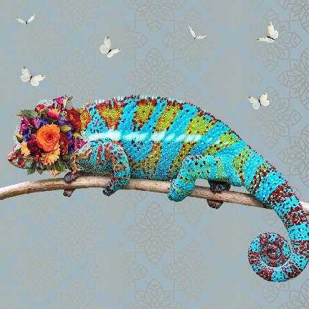 Spring Flower Bonnet On Chameleon