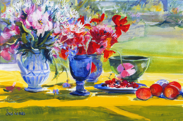 Midsummer flowers on garden table from Sue Wales