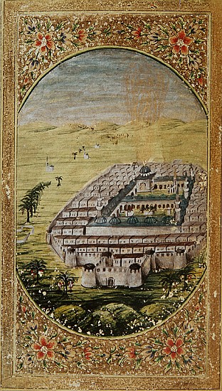 Mecca surrounded the mountains of Arafa (miniature from Syrian School
