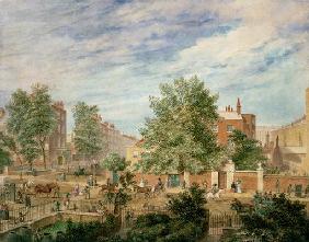 Marylebone Road at the Junction with Lisson Grove Showing the Philological School in Summer, 1849 (w