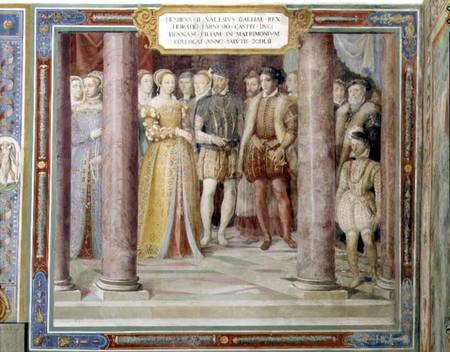The Marriage of Orazio Farnese and Diana daughter of Henri II of France (1519-59) from the 'Sala dei from Taddeo Zuccaro or Zuccari