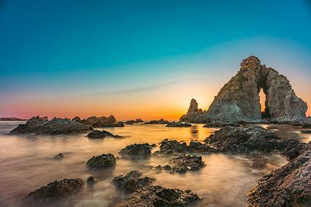 Beach Sunset Rocks Stones