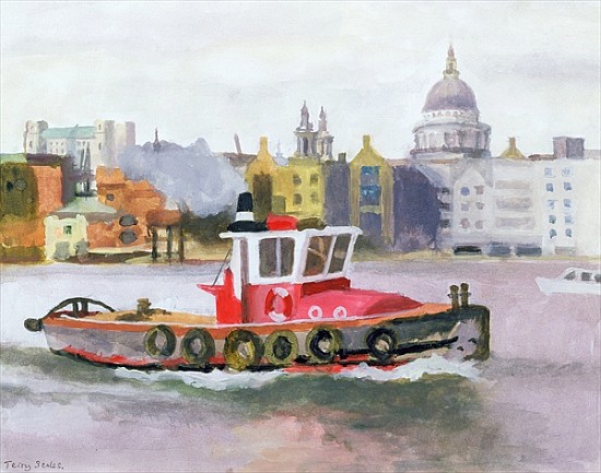 Red Tug passing St. Pauls, 1996 (w/c & gouache on paper)  from Terry  Scales