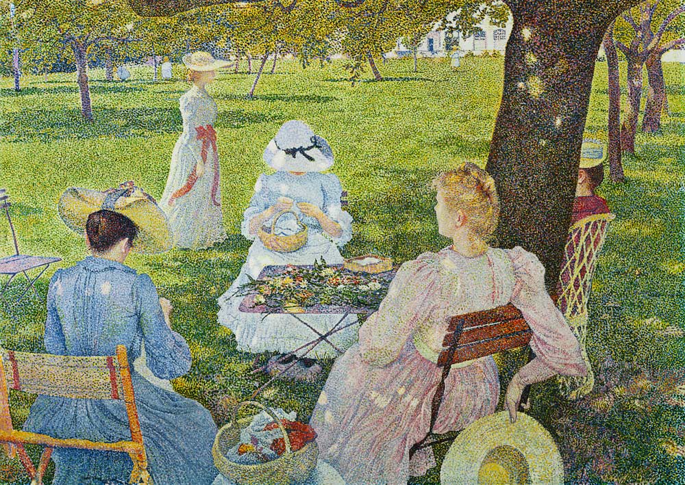 Family in the orchard from Theo van Rysselberghe