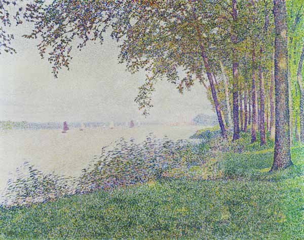 Riverside with sailing boats from Theo van Rysselberghe