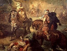 Rider fight between Arab tribe princes from Théodore Chassériau