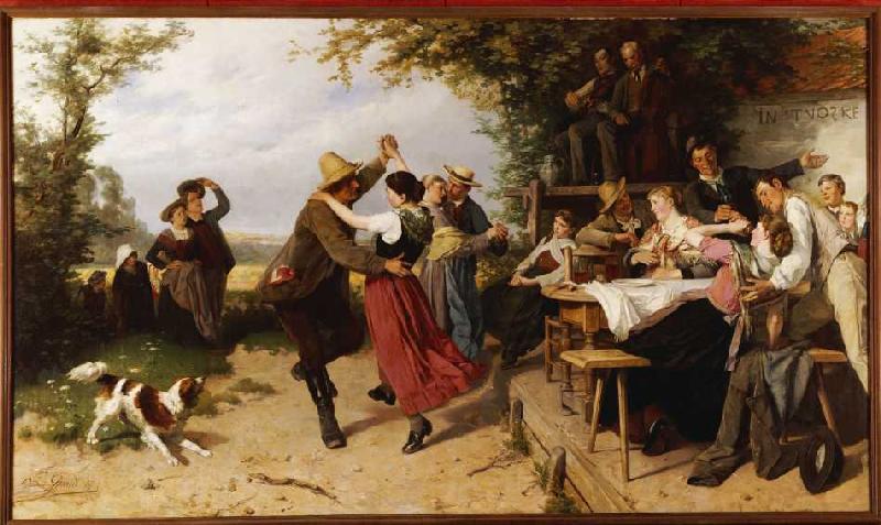 Dance in front of a rural pub. from Théodore Gérard