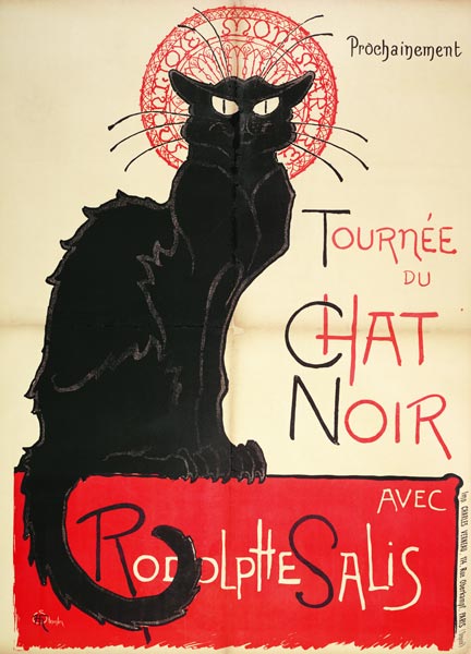 Poster advertising a tour of the Chat Noir Cabaret, 1896 (colour litho) from Théophile-Alexandre Steinlen