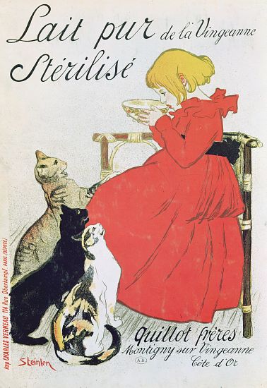 Poster advertising 'Pure Sterilised Milk from La Vingeanne' from Théophile-Alexandre Steinlen