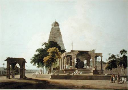 The Great Bull, An Hindoo Idol, At Tanjore, plate XXII from 'Oriental Scenery' from Thomas Daniell