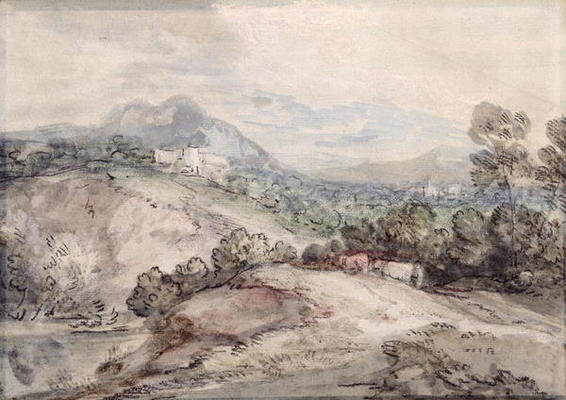 A Hilly Landscape, 1785 (pen, ink and gouache on paper) from Thomas Gainsborough