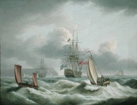 Two Deckers Lying off Berry Head from Thomas Luny