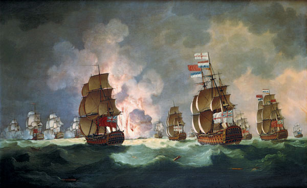 Nightly naval battle at piece of Vincent (on January 16th, 1780) from Thomas Luny