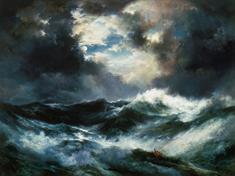 Ship wreck in a rough nightly sea from Thomas Moran