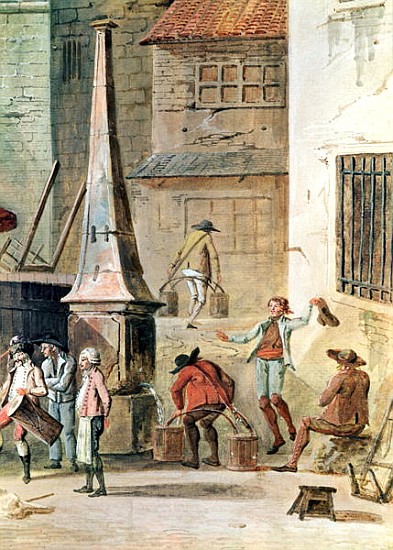 The Place de l''Apport-Paris in Front of the Grand Chatelet, detail of watercarriers, before 1802 from Thomas Naudet