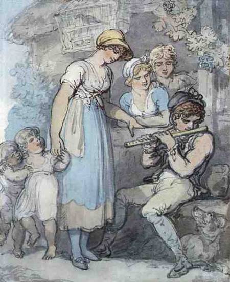 The Flute Player (pen, w/c & pencil on from Thomas Rowlandson