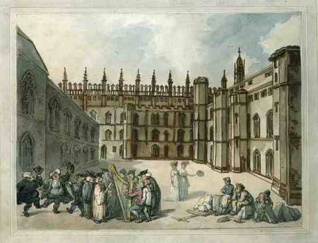 Quadrangle of King's College, Cambridge  & w/c on from Thomas Rowlandson