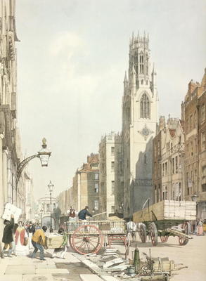 St. Dunstan's, Fleet Street, from 'London As It Is', engraved and pub. by the artist, 1842 (colour l from Thomas Shotter Boys