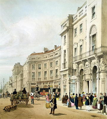 Western side of John Nash's extended Regent Circus (detail) from 'London As It Is', engraved and pub from Thomas Shotter Boys