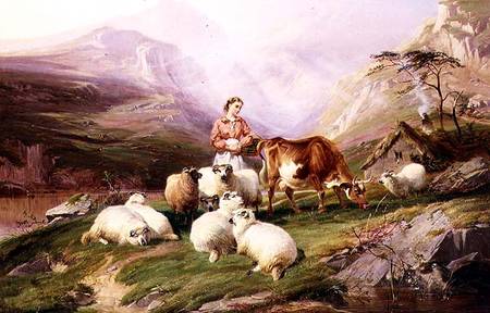 Cow and Sheep on a Mountain Pasture from Thomas Sidney Cooper