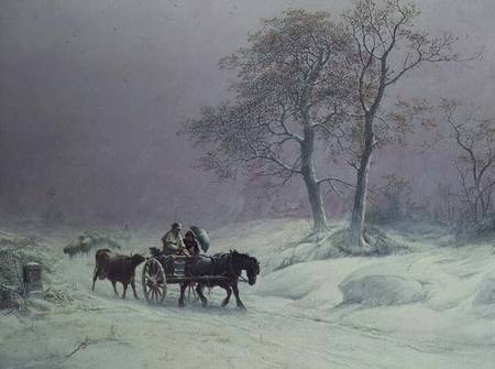 The wintry road to market from Thomas Sidney Cooper