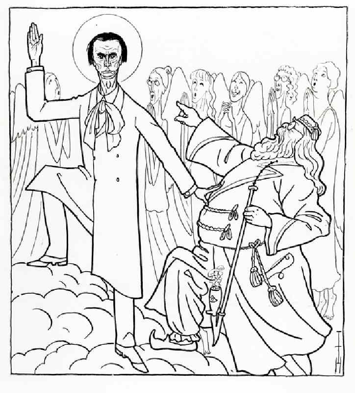Caricature of Rudolf Steiner, illustration from Simplicissimus, published April 20 1925 (litho) from Thomas Theodor Heine