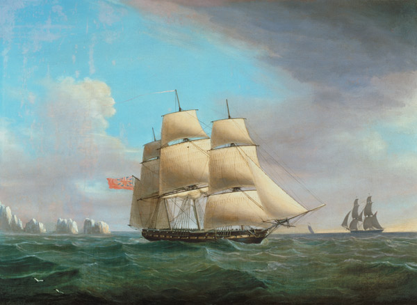 H.M. Frigate "Galatea", 38 Guns off the Needles, Isle Of Wight from Thomas Whitcombe