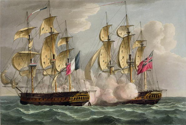Capture of L'Immortalite, October 20th 1798, from 'The Naval Achievements of Great Britain' by James from Thomas Whitcombe