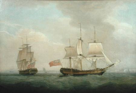 A Merchantman in Two Positions off the South Coast from Thomas Whitcombe