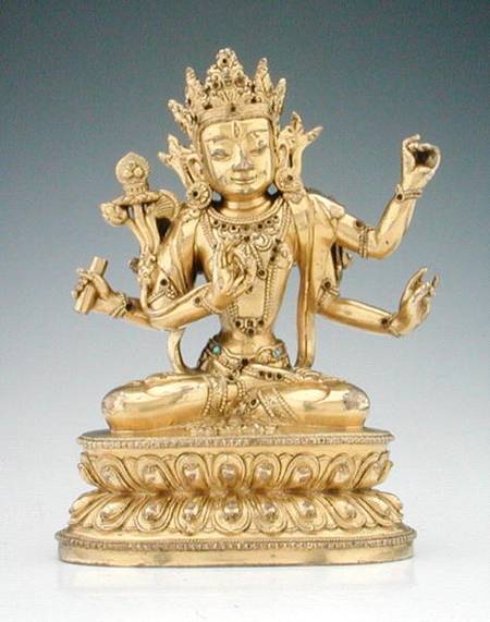 Statuette of a goddess (gilt copper alloy & gems) from Tibetan Art