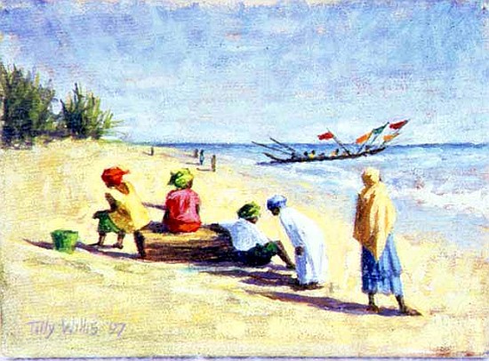 The Beach at Abene, Senegal, 1997 (oil on canvas)  from Tilly  Willis