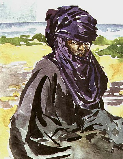 Tuareg Tribesman, 1991 (w/c on paper)  from Tilly  Willis