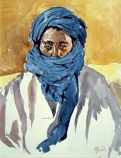 Tuareg Tribesman, Timbuctoo, 1991 (w/c on paper)  from Tilly  Willis