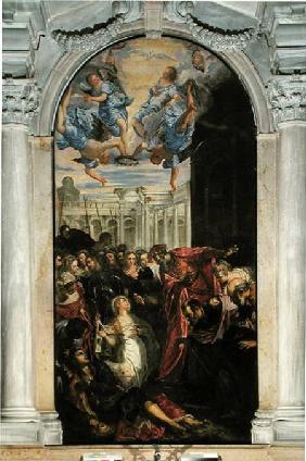Saint Agnes revives the son of the Prefect of Rome