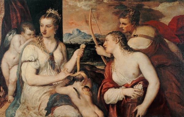 Die Erziehung des Amor from Tizian (aka Tiziano Vercellio)