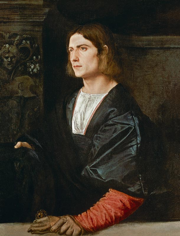Young Man with Cap and Gloves from Tizian (aka Tiziano Vercellio)