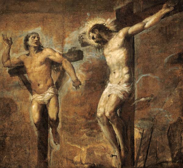 Christ on the Cross and the Good Thief from Tizian (aka Tiziano Vercellio)